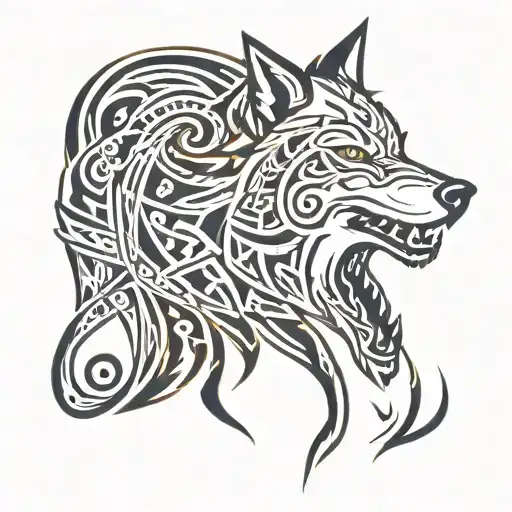 Tribal wolf tattoo design idea