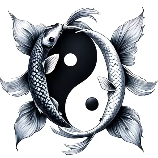 2 koi carp and yin and yang tattoo design idea