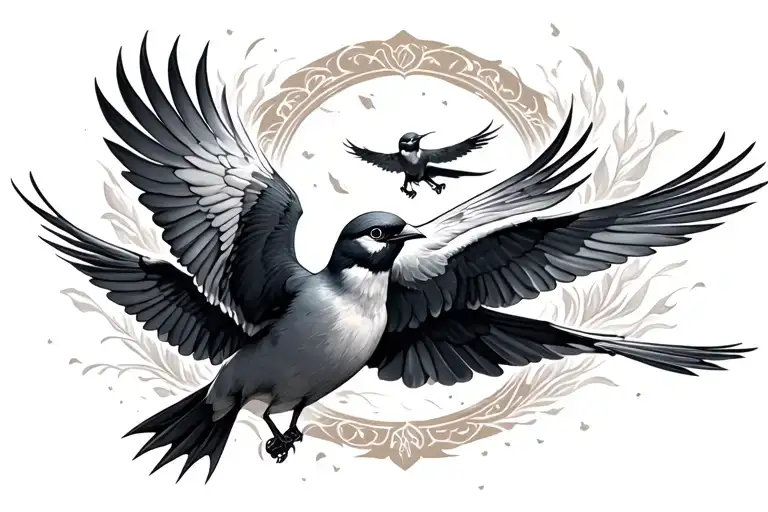 heaven birds flying tattoo design idea