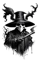plague doctor with flashlight tattoo design idea