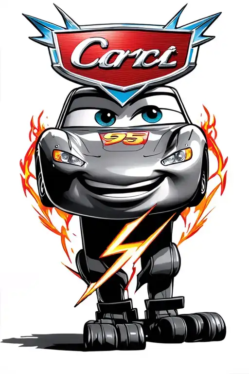 lightning mcqueen bolt with 95 and kachow tattoo design idea