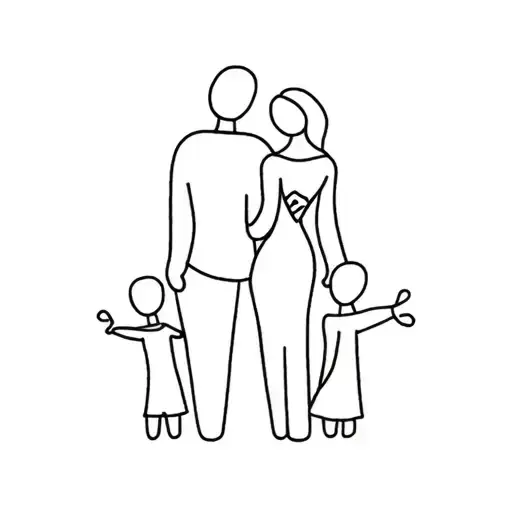 married couple with 3 kids tattoo design idea