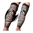 samoan arm sleeve with Aztec and biomech tattoo design idea