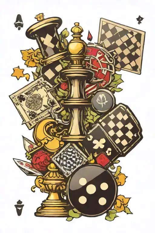 Dominos, chess , money, spades tattoo design idea