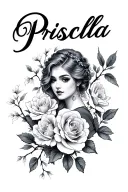 "Priscilla " cherry blossoms and roses wrapped tattoo design idea