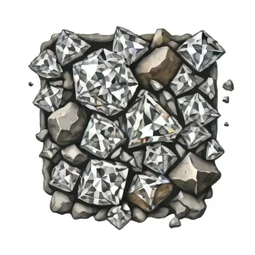 Pile of diamonds scattered on rocks tattoo design idea
