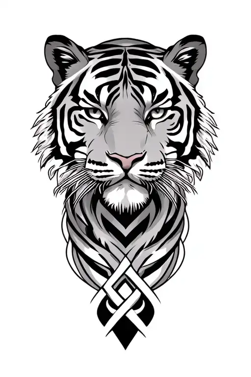 tiger on armour trinity knot weave tattoo design idea
