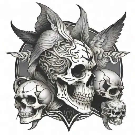 morrigan goddess skulls tattoo design idea