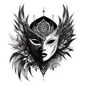 Standing at the end ofThe final masquerade tattoo design idea