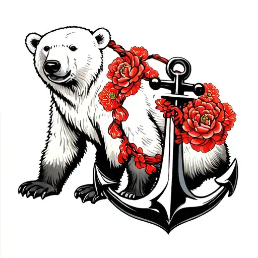 polar bear dragging anchor tattoo tattoo design idea