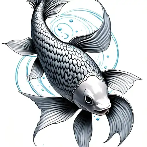 Fine Line Koi Fish tattoo design idea