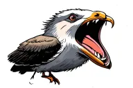 screaming seagull palm trees sunset tattoo design idea