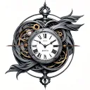 Aeon with timeless clock mechanism intertwined minimalist tattoo design idea