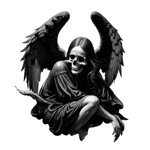 Memento Mori Memento Live Fallen Angel tattoo design idea