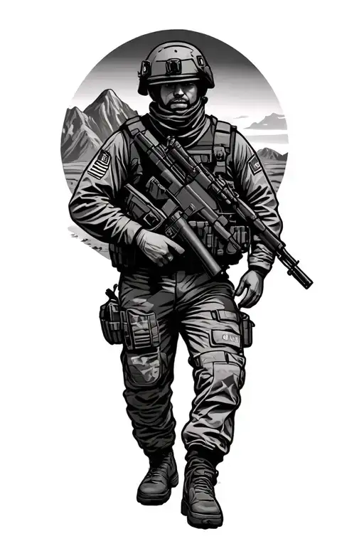 us army military police deployed to Afghanistan mountains tattoo design idea