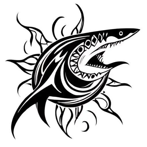 womb tribal tattoo like with shark fin like elements tattoo design idea