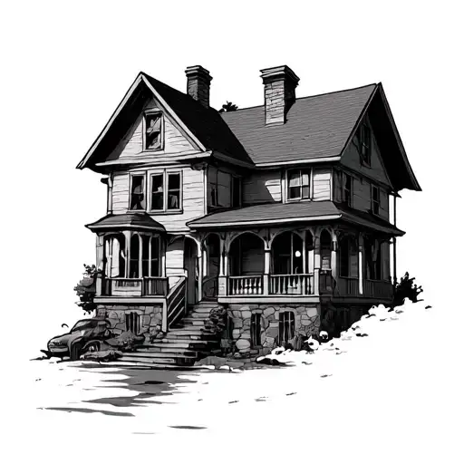 Burning House tattoo design idea