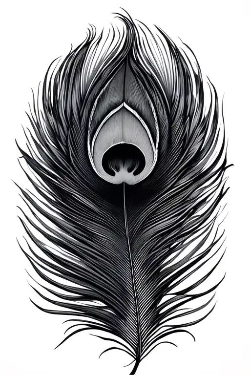 geometry shapes with peacock feather intertwined tattoo design idea