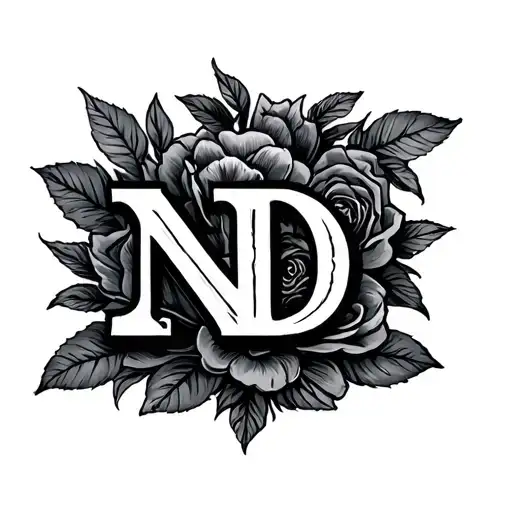 initials N D love you more tattoo design idea