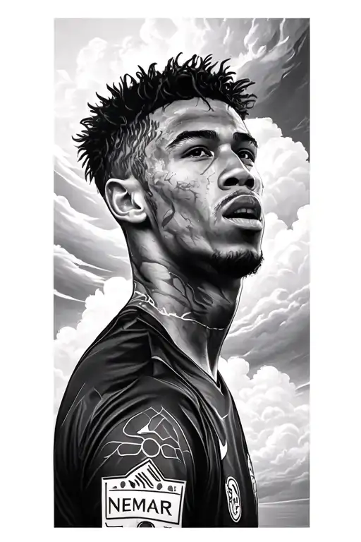 Forearm tattoo with clouds in the background and the sky and some neymar tattoo design idea