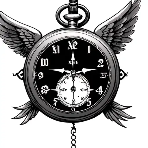 Pocket watch with compass and wings of time  tattoo design idea