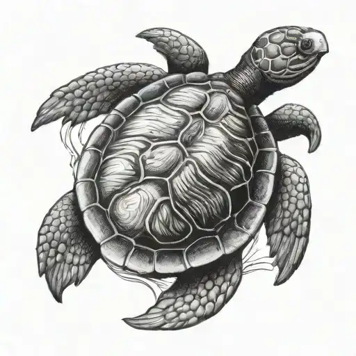 shellback turtle with an anchor tattoo design idea