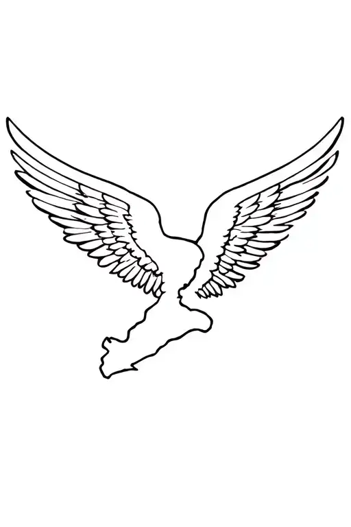 shape of Delaware with Achilles wings tattoo design idea
