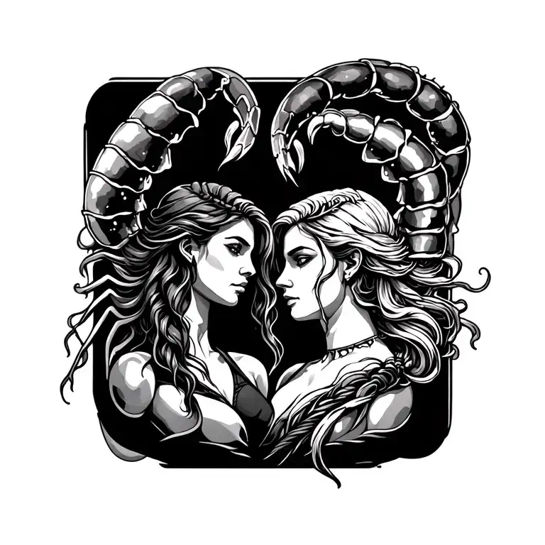 Scorpio and Aquarius forever friends tattoo design idea