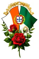 Irish  and Portuguese flags with roses tattoo design idea