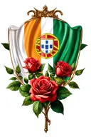 Irish  and Portuguese flags with roses tattoo design idea
