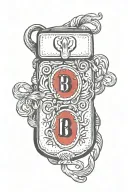 bag with blod 0 Rh+ blood type tattoo design idea