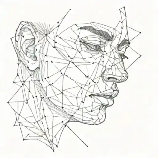 PTSD, Depression, anxiety Face outline with a crack tattoo design idea