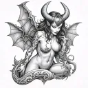 succubus large breasted naken full tattoo design idea