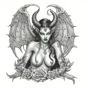 succubus large breasted naken full tattoo design idea