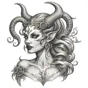 succubus large breasted naken full tattoo design idea