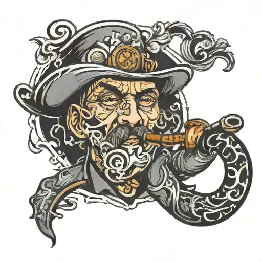 smoking pipe tattoo design idea