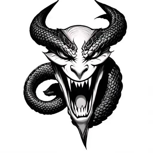 evil demon snake face or demon face on hand inspired by sasuke curse mark tattoo design idea