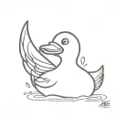 rubber duck with wings tattoo design idea