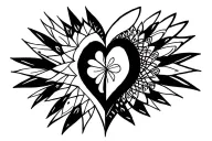 heart. half black half mandala tattoo design idea