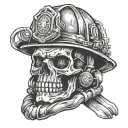 Firefighter skull with helmet  tattoo design idea