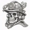 Firefighter skull with helmet  tattoo design idea