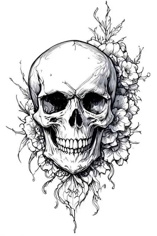 skull soft shading tattoo design idea