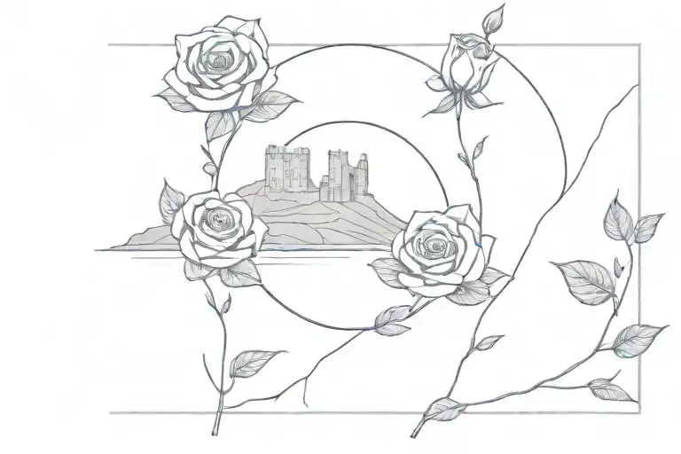 cliffs of moher with roses intertwined tattoo design idea