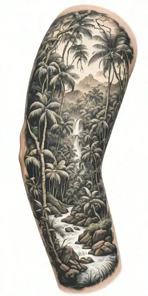 Dad puerto rico rain forest landscape tattoo design idea