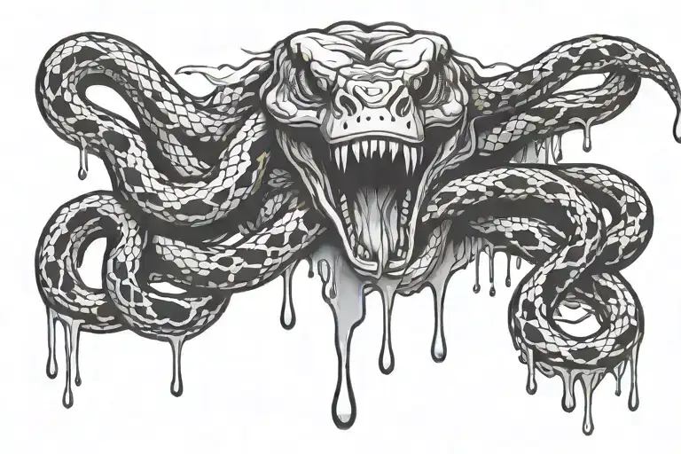 large snake dripping poison from its mouth tattoo design idea