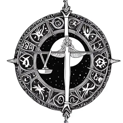 libra zodiac sign tattoo design idea