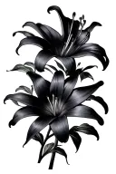 Stargazer Lily, Violet flower, cosmo flower large black tattoo design idea