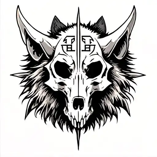 wolf skull viking runes tattoo design idea