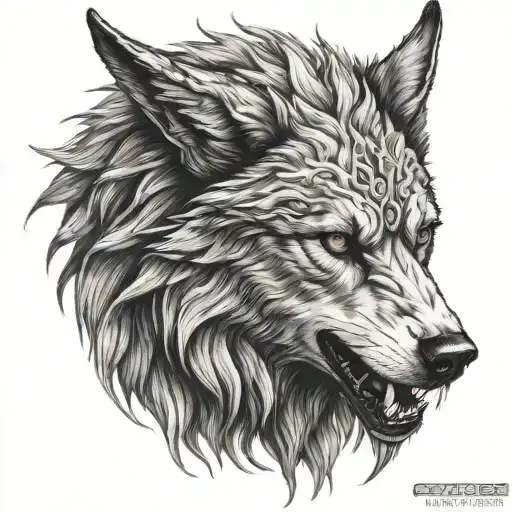 fenrir head tattoo design idea