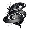 ## Design 1: Flowing Ribbon Constellation (Upper Thigh)```"Fine line tattoo design, flowing silk ribbon weaving tattoo design idea